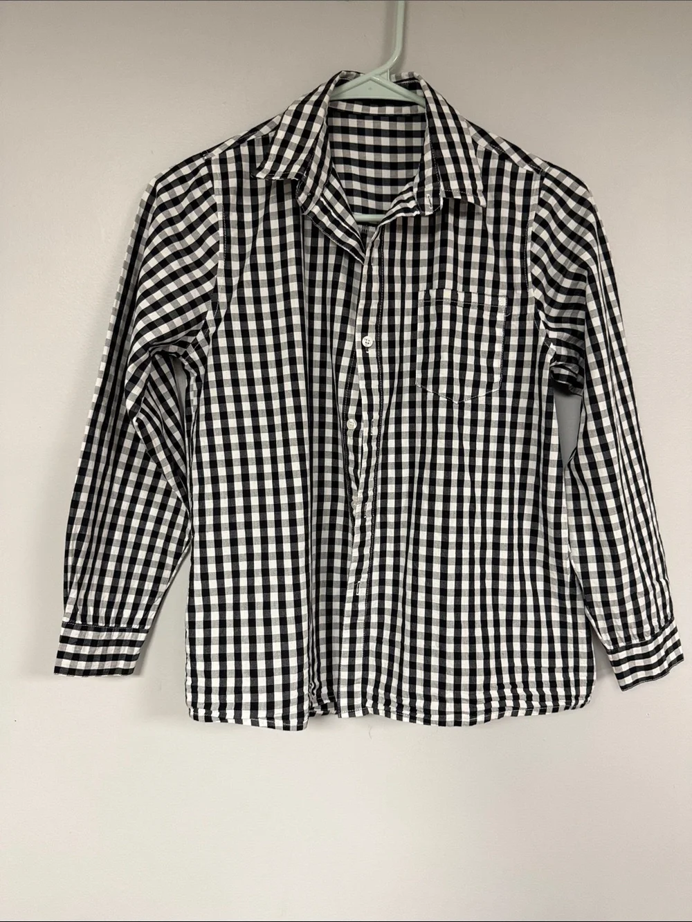 Spring & Gege Boys Long Sleeve Plaid Button Down 100% Cotton Shirt Blue Size XL
